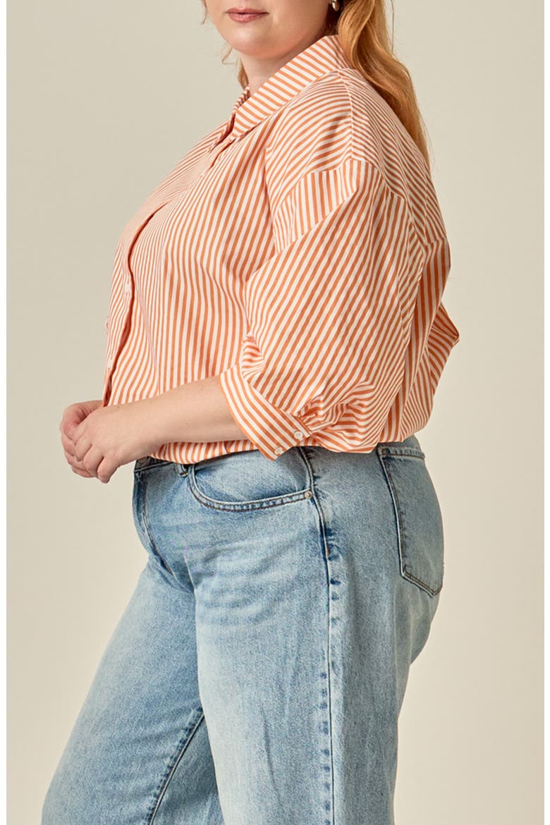 Striped Balloon Sleeve Shirt, Alternate, color, ORANGE