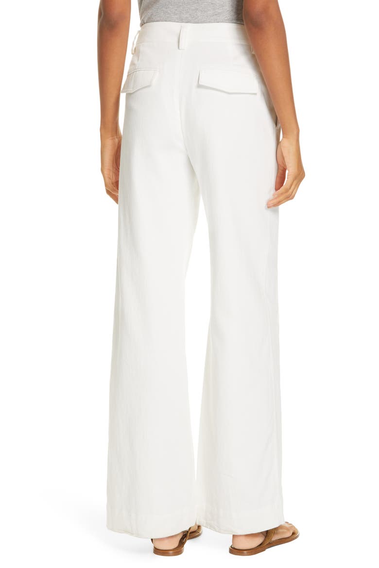 Stretch Cotton & Linen Wide Leg Trousers, Alternate, color, OFF WHITE