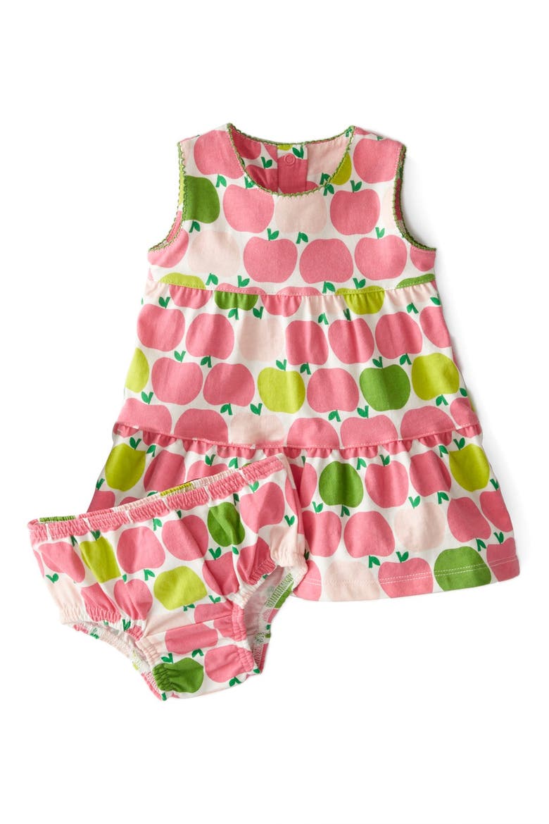 Print Jersey Summer Dress with Picot Trim, Main, color, BRIGHT PINK GEO APPLES