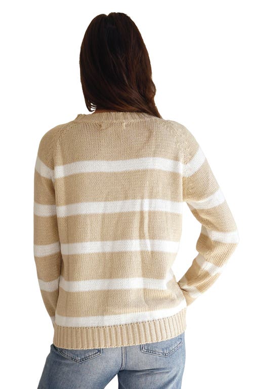Paneros Clothing Sloane Stripe Cotton Crewneck Sweater In Sand Dune Stripe