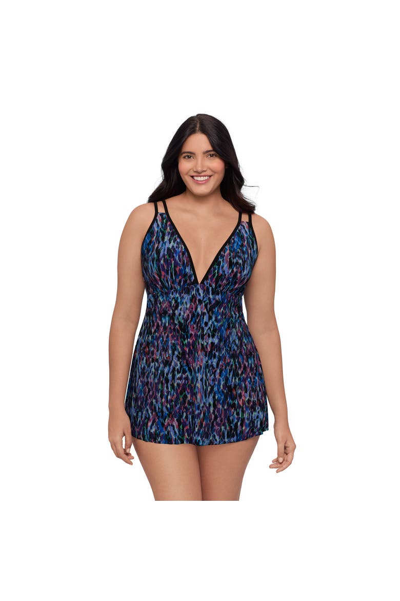 Tracey Adjustable Side-Tie Coverage Plus Size Swimdress, Main, color, Mystic Skin