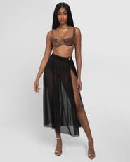 TA3 Sheer Slit Mini Cover-Up Skirt