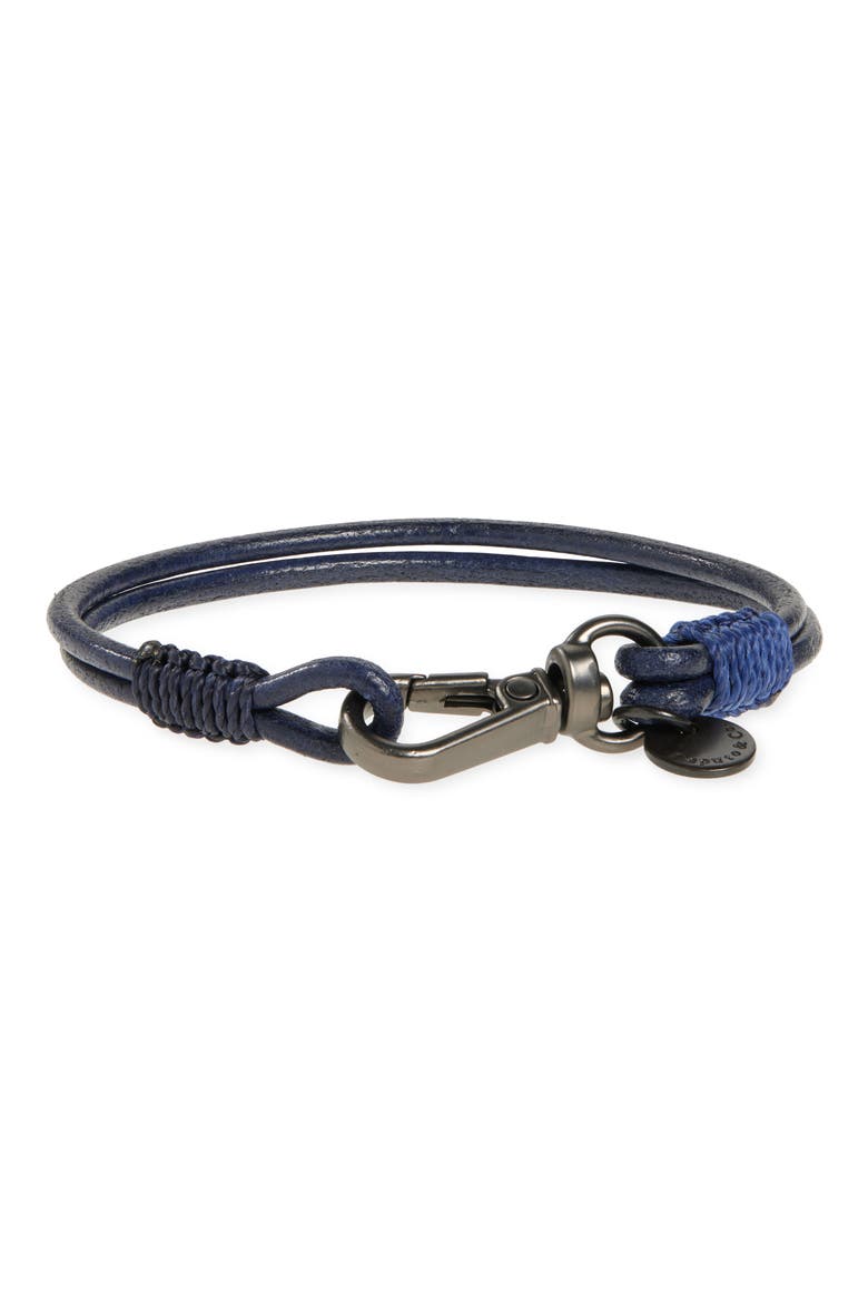 Men's Swivel Clasp Craftman Leather Bracelet, Main, color, DARK NAVY