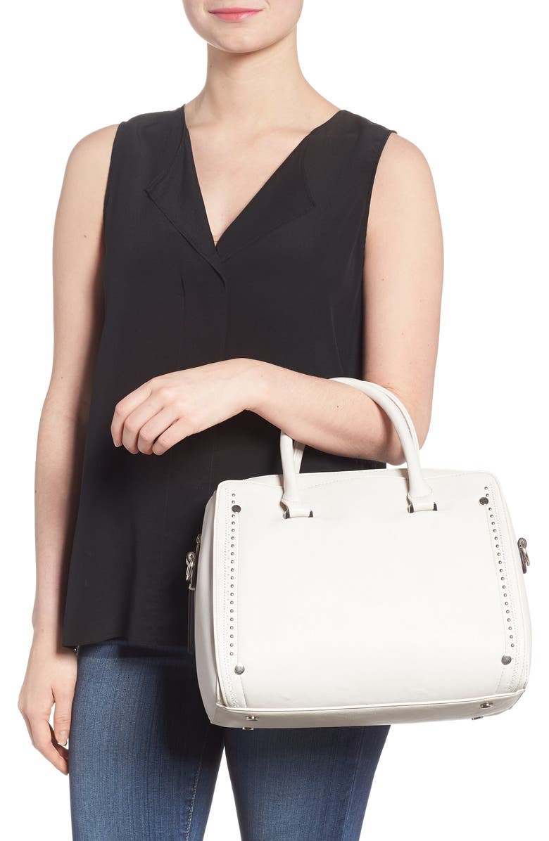 Sole Society Speedy Studded Faux Leather Satchel, Alternate, color,