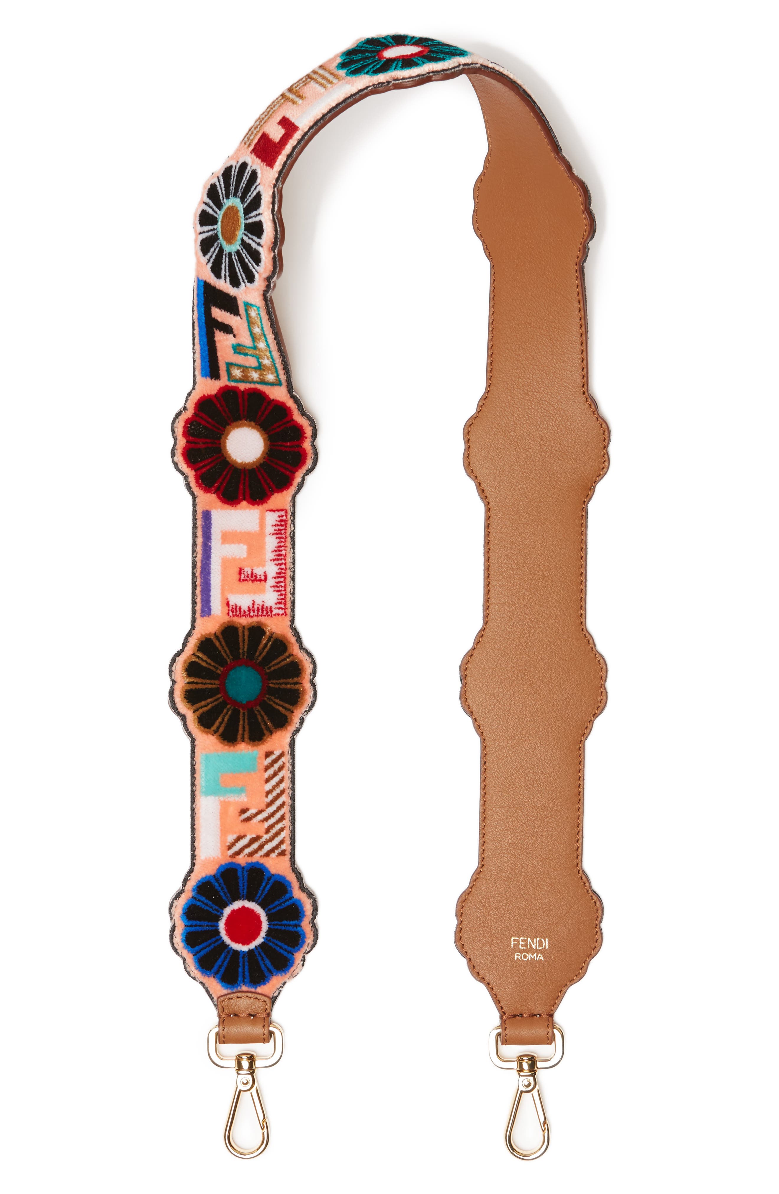 Strap You Tappetino Daisy Leather Guitar Bag Strap, Main, color, PINK MULTI