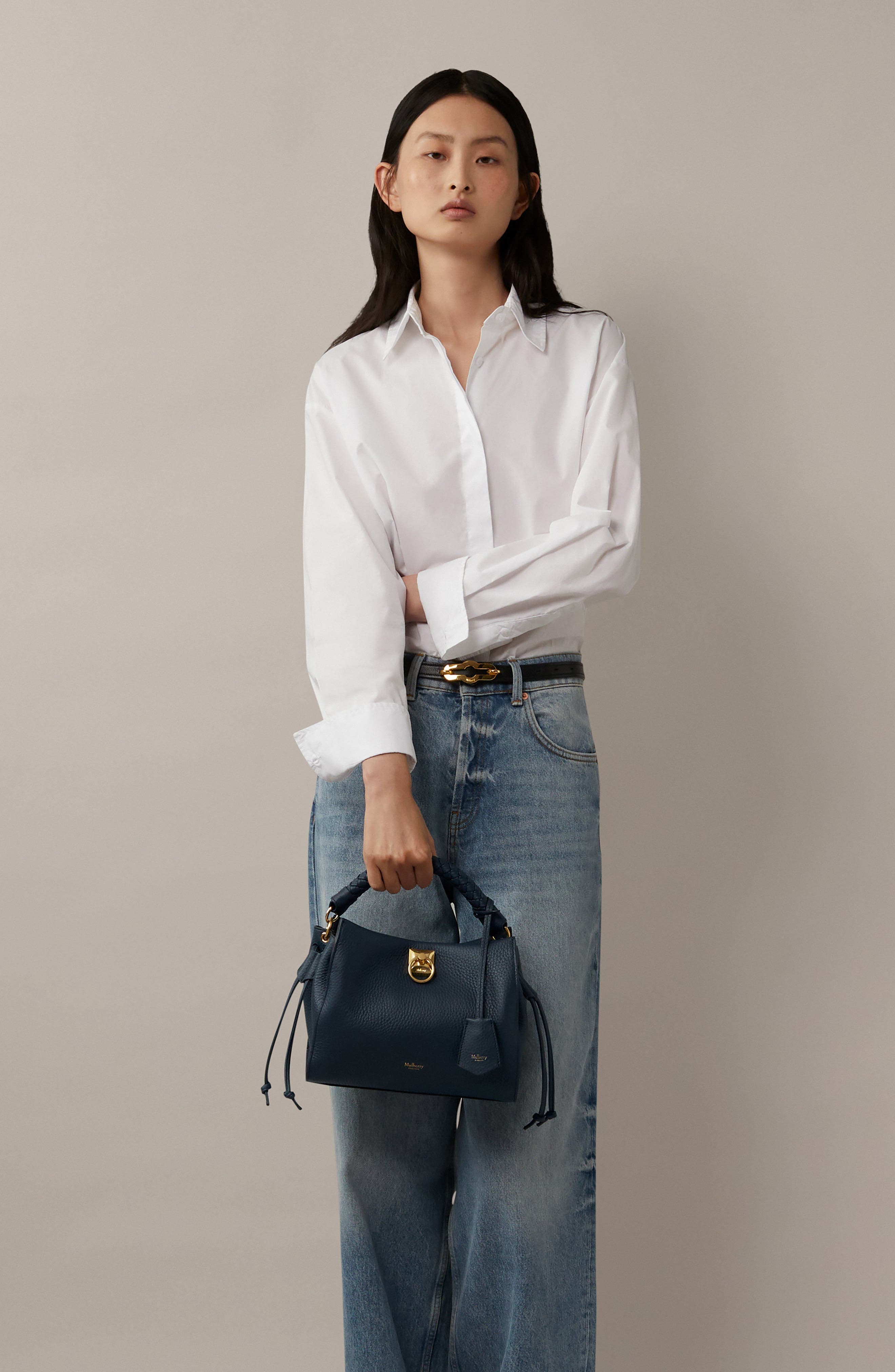 Mulberry Small Iris Leather Top Handle Bag, Alternate, color, Night Sky