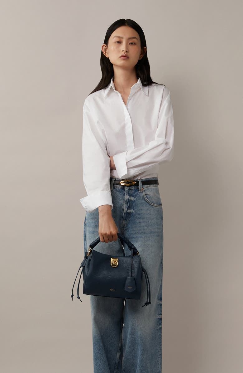 Mulberry Small Iris Leather Top Handle Bag, Alternate, color, Night Sky