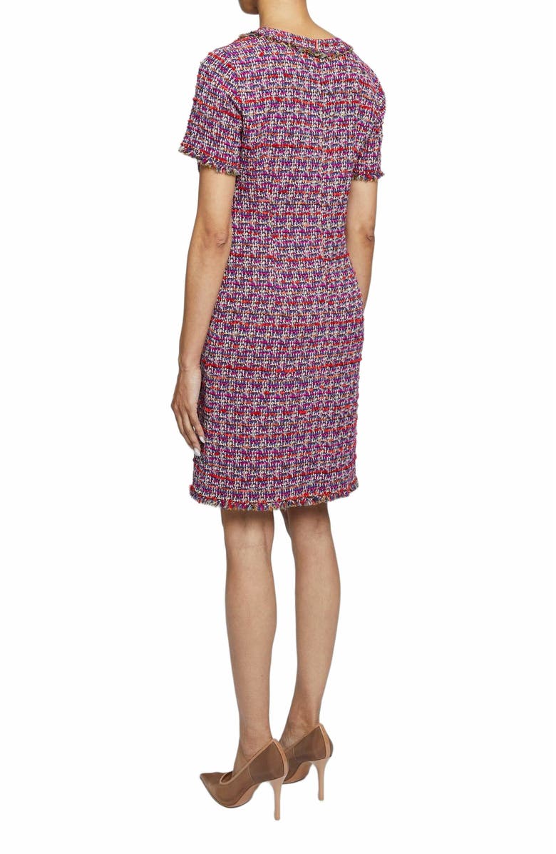Santorelli SHEA Short Sleeve Shift Dress in Lightweight Modern Tweed, Alternate, color, Magenta Multi