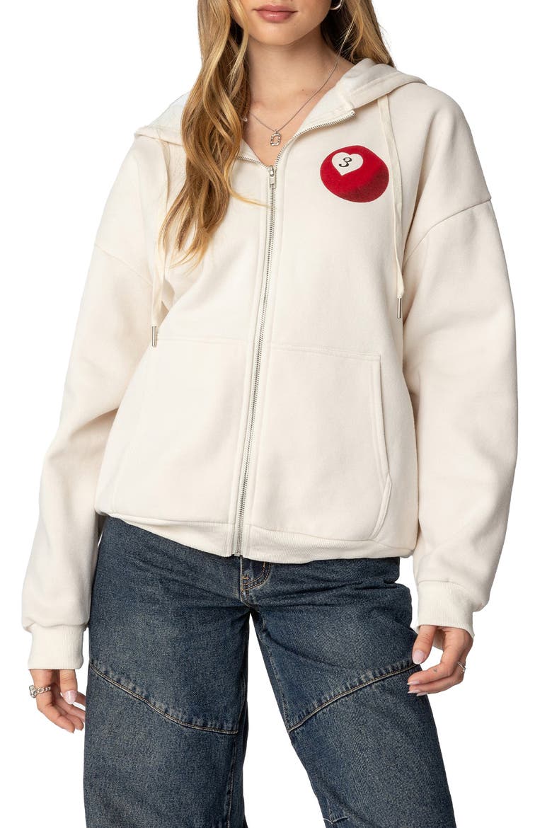 Magic 3 Oversize Graphic Zip Hoodie, Main, color, CREAM