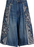 R13 Jesse Pleated Denim Bermuda Shorts