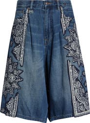 R13 Jesse Pleated Denim Bermuda Shorts
