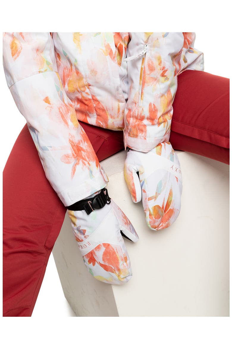 Jetty Floral Print Mittens, Alternate, color, BRIGHT WHITE TENDERNESS