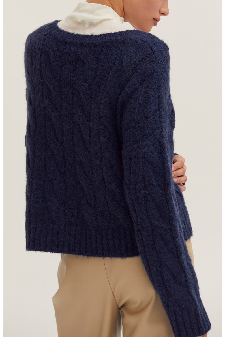 Cable Knit Sweater, Alternate, color, Navy