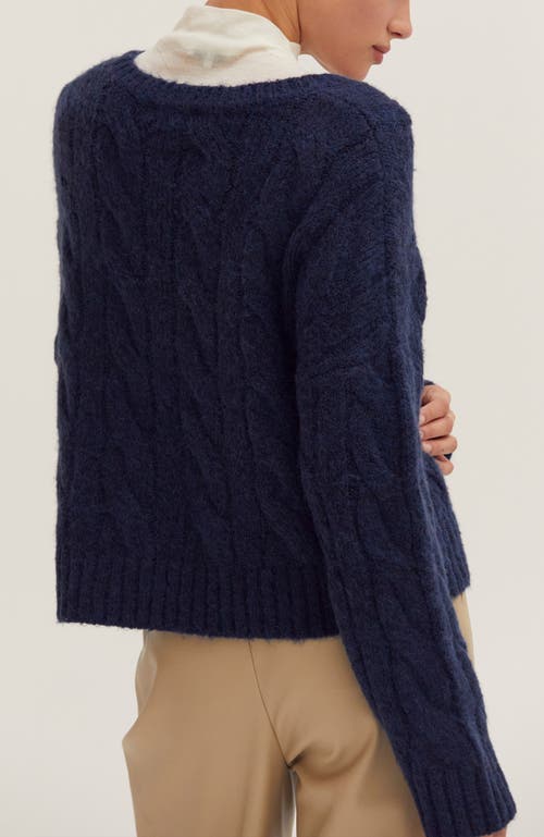 Crescent Cable Knit Sweater In Blue