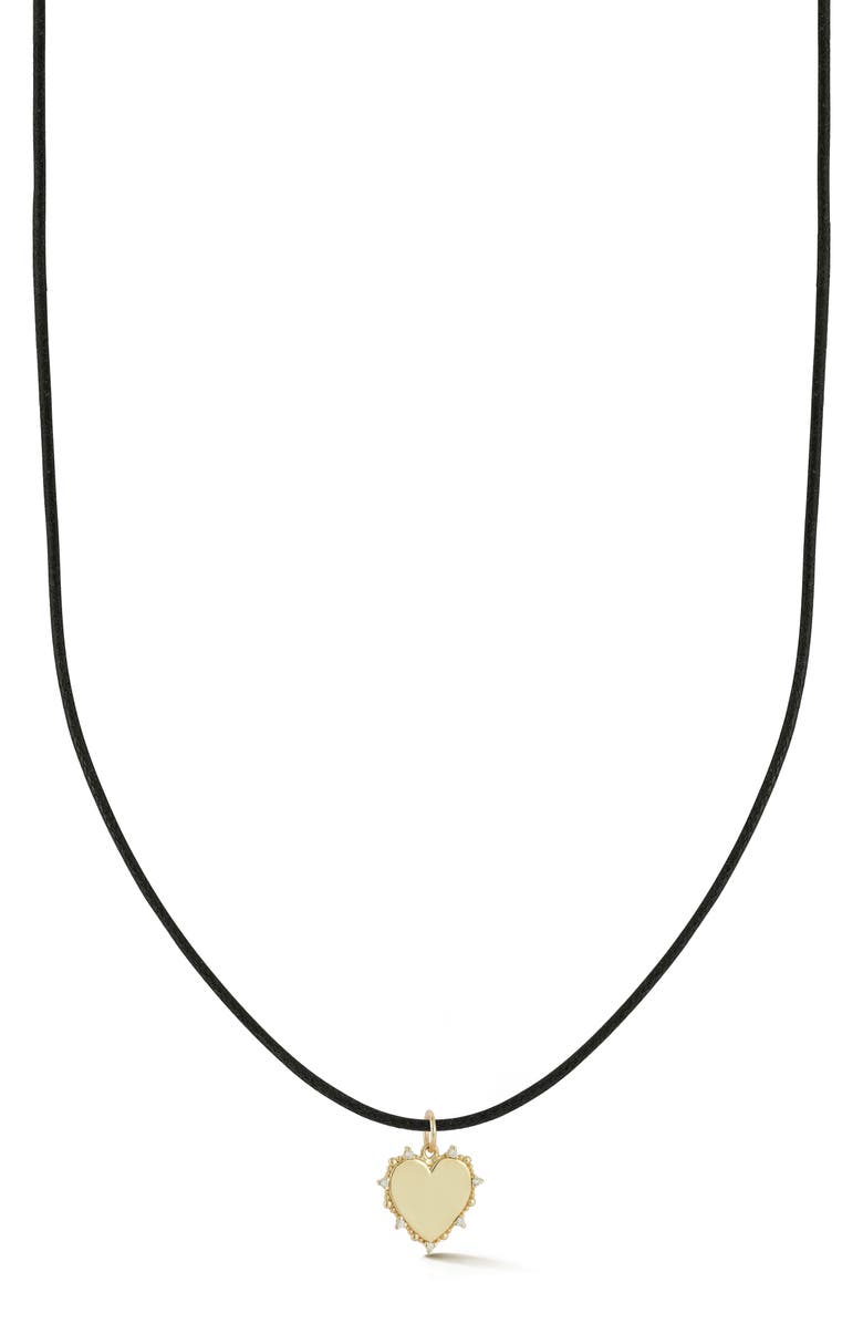 Ember Fine Jewelry 14k Gold Diamond Heart Cord Necklace, Main, color, Gold