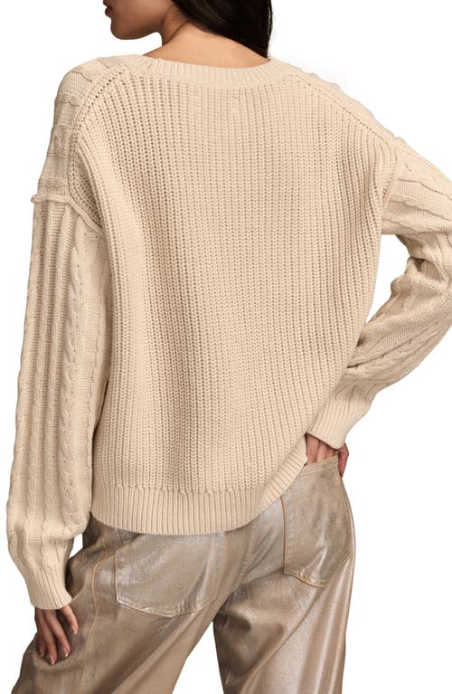 Lucky Brand Cable Stitch Crewneck Cotton Sweater In Brown