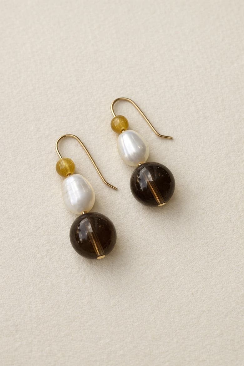 Slate and Pearl Earrings, Alternate, color, 14k Gold Fill