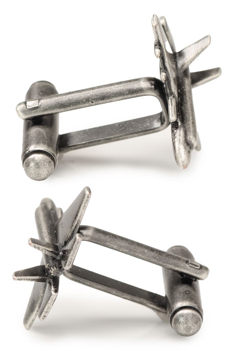 3D Military Jet Cuff Links, Alternate, color, SILVER