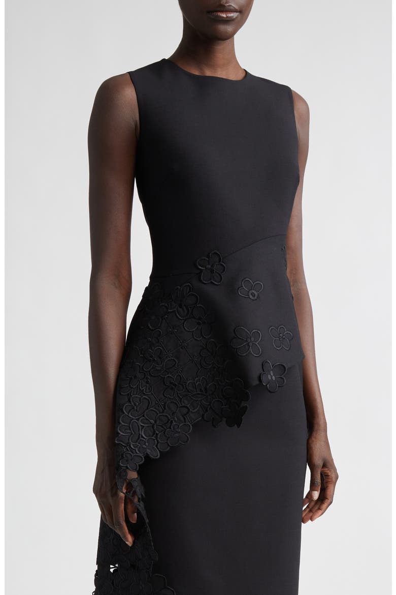 Lace Waist Detail Sleeveless Cocktail Dress, Alternate, color, BLACK