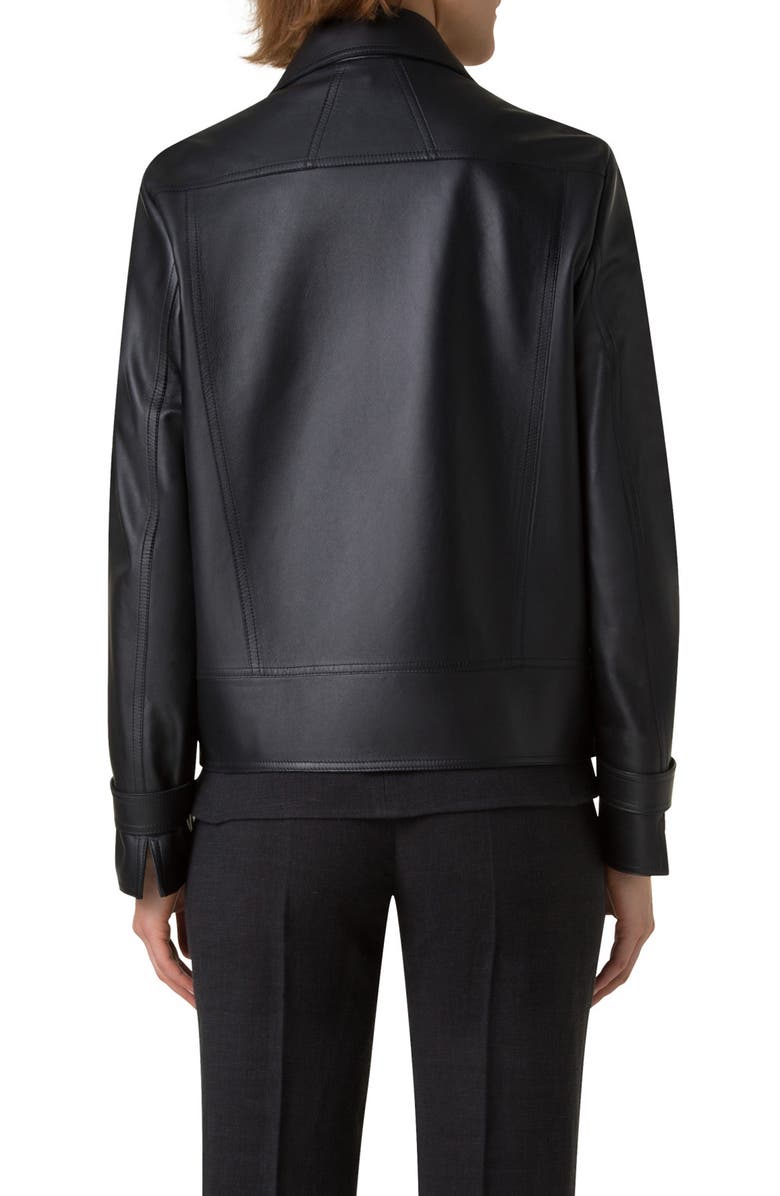 Akris Arthos Lambskin Leather Jacket, Alternate, color, Black