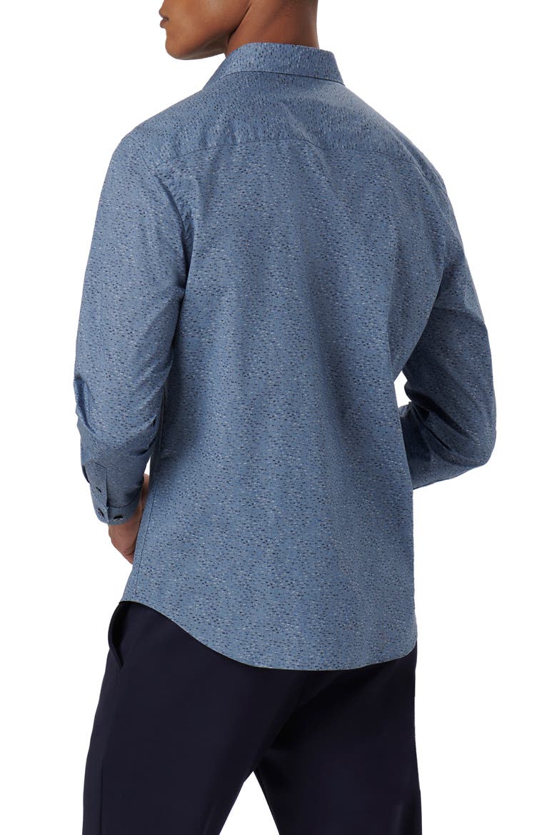 Axel Stria Print Stretch Cotton Button-Up Shirt, Alternate, color, DUSTY-BLUE