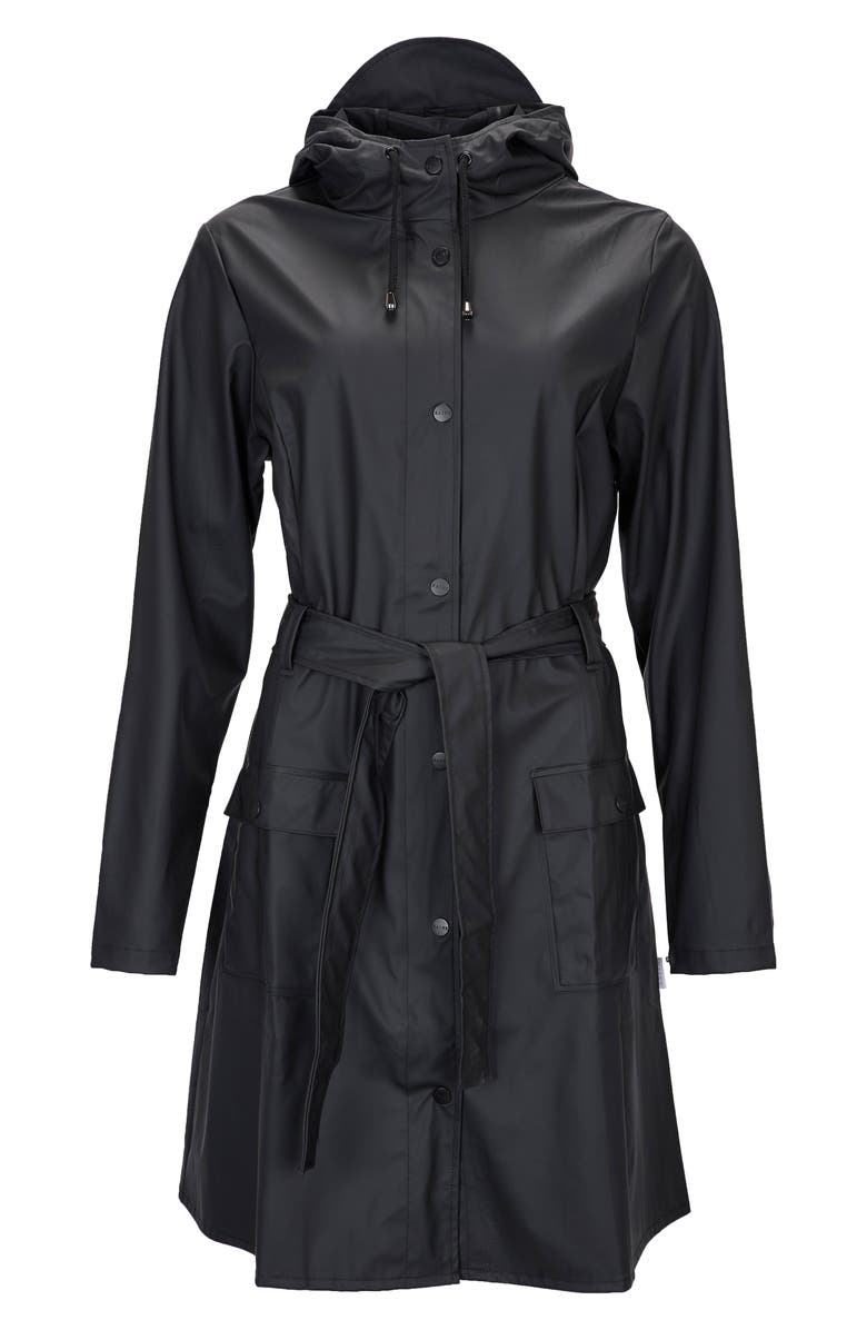 Rains Curve Waterproof Hooded Raincoat, Alternate, color, 