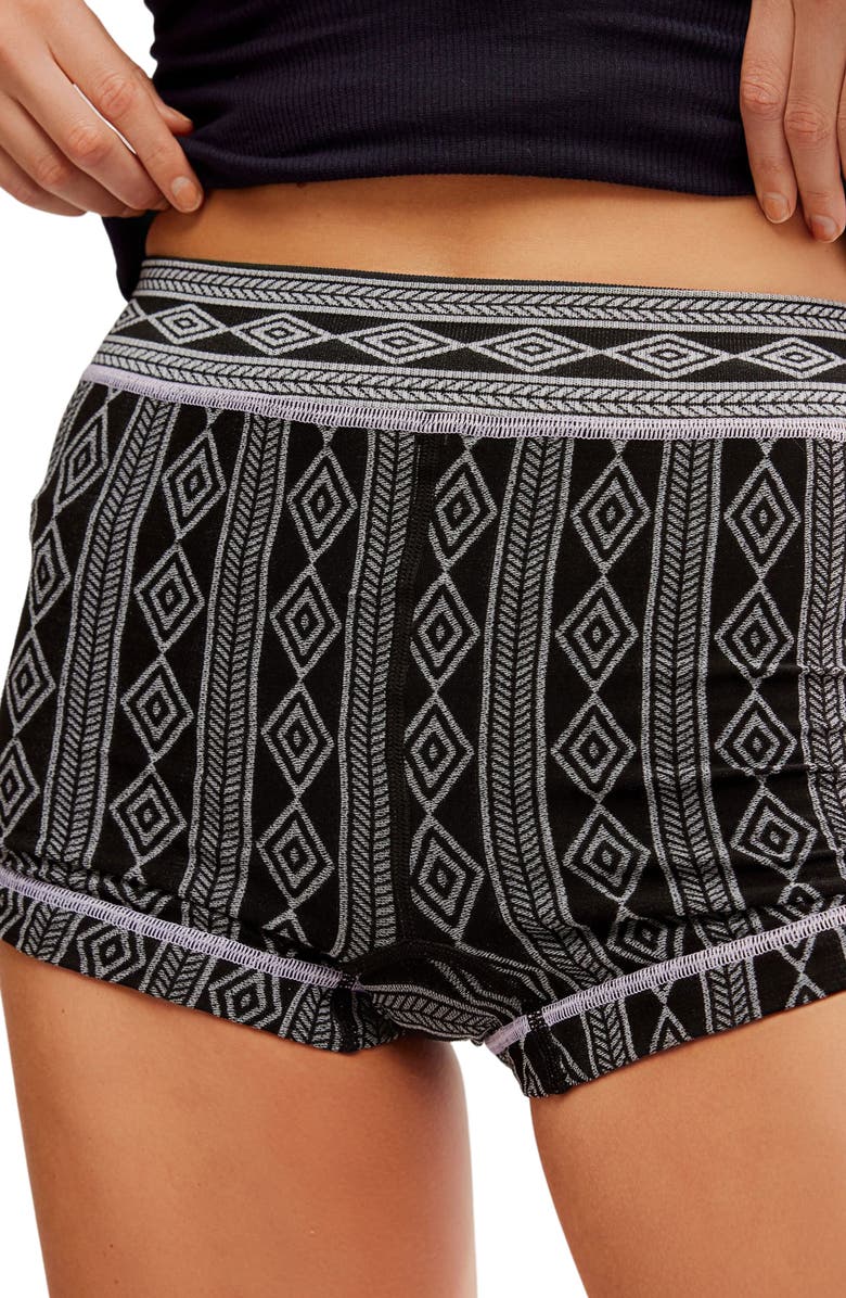 Free People Mountain High Knit Bike Shorts, Alternate, color, Black Combo