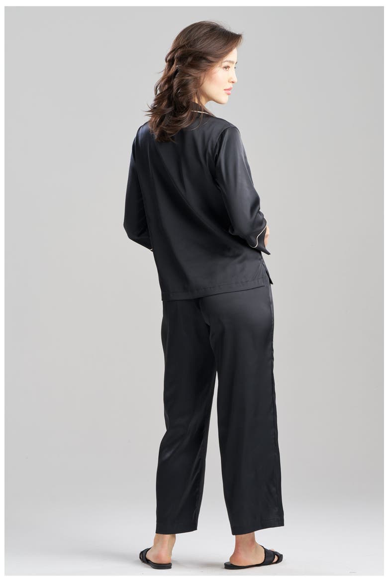 Satin Essentials Notch Pj Set, Alternate, color, BLACK