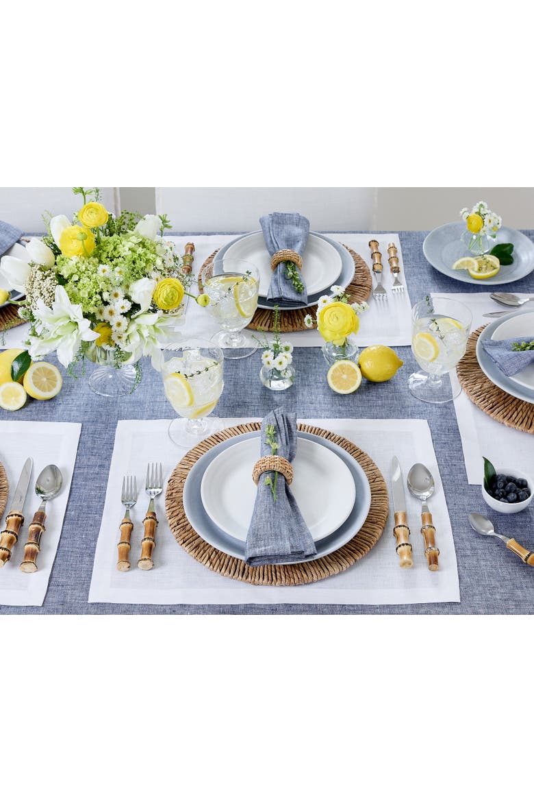 Linen Placemats Set of 4, 14 x 19 Inch - Fete, Alternate, color, White