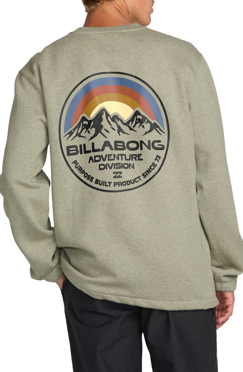 Billabong Compass Crewneck Fleece Graphic Sweatshirt, Alternate, color, Sage Heather