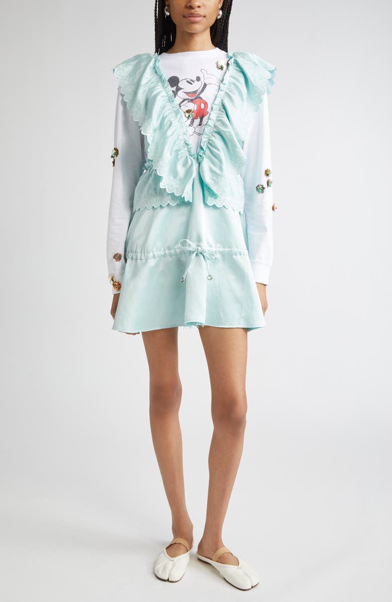 Coperni Twisted Princess Satin Minidress, Alternate, color, Green