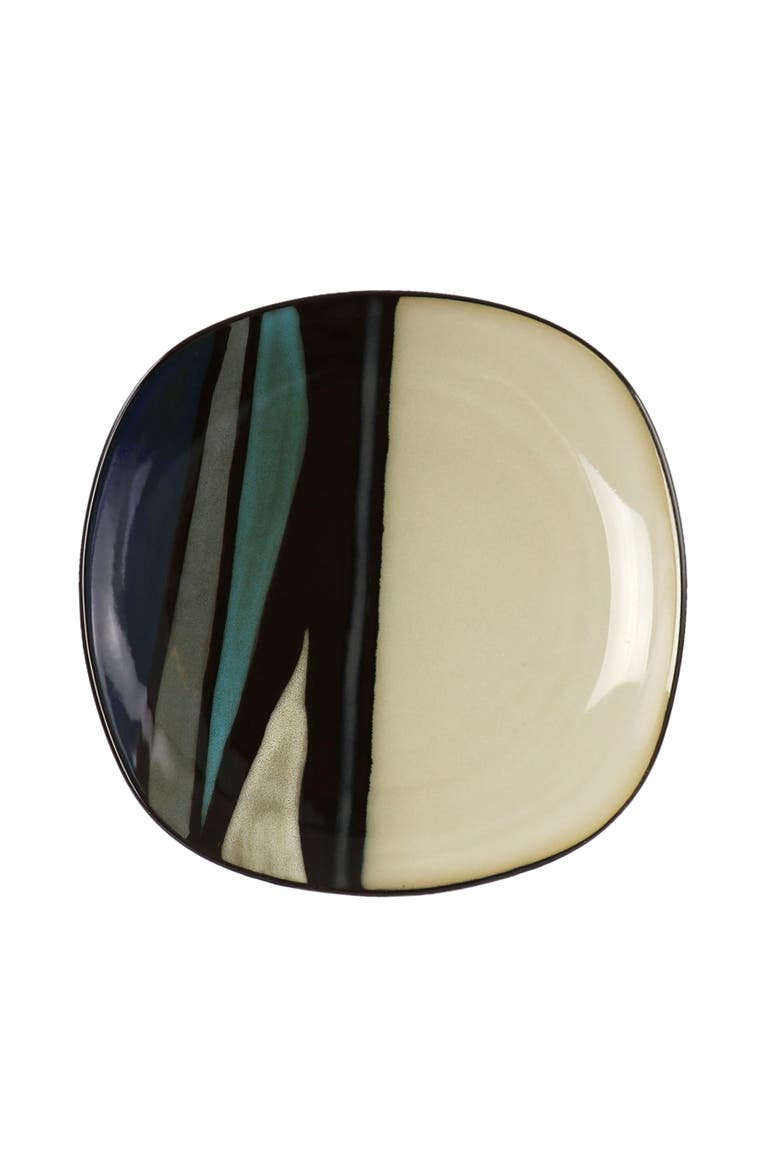 Althea 12piece Soft Square Stoneware Dinnerware Set, Alternate, color, Teal