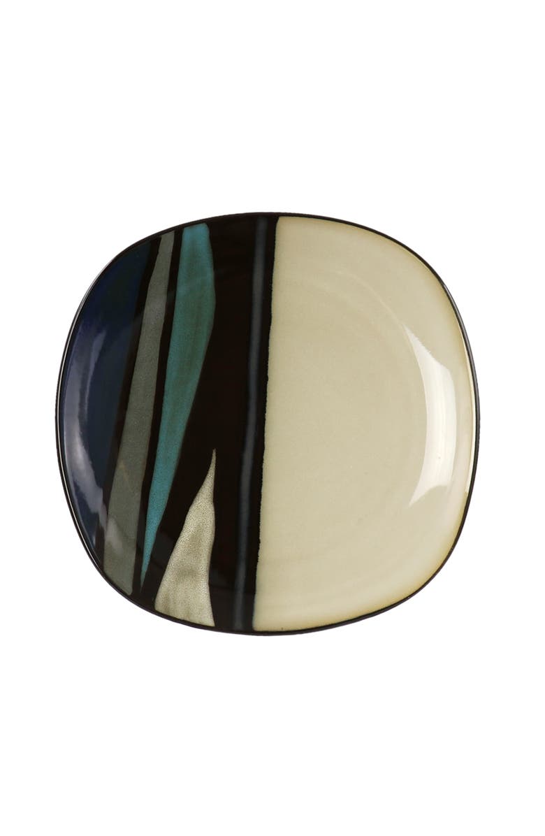 Hometrends Althea 12piece Soft Square Stoneware Dinnerware Set, Alternate, color, Teal