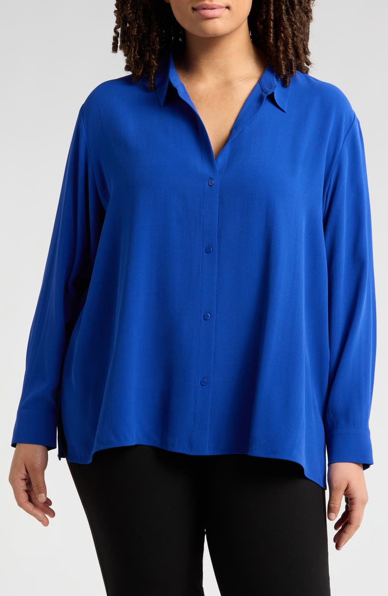 Eileen Fisher Silk Button-Up Shirt, Main, color, 