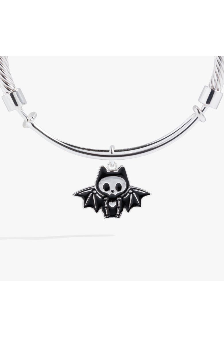 Bat Skeleton Bangle Bracelet, Alternate, color, Silver