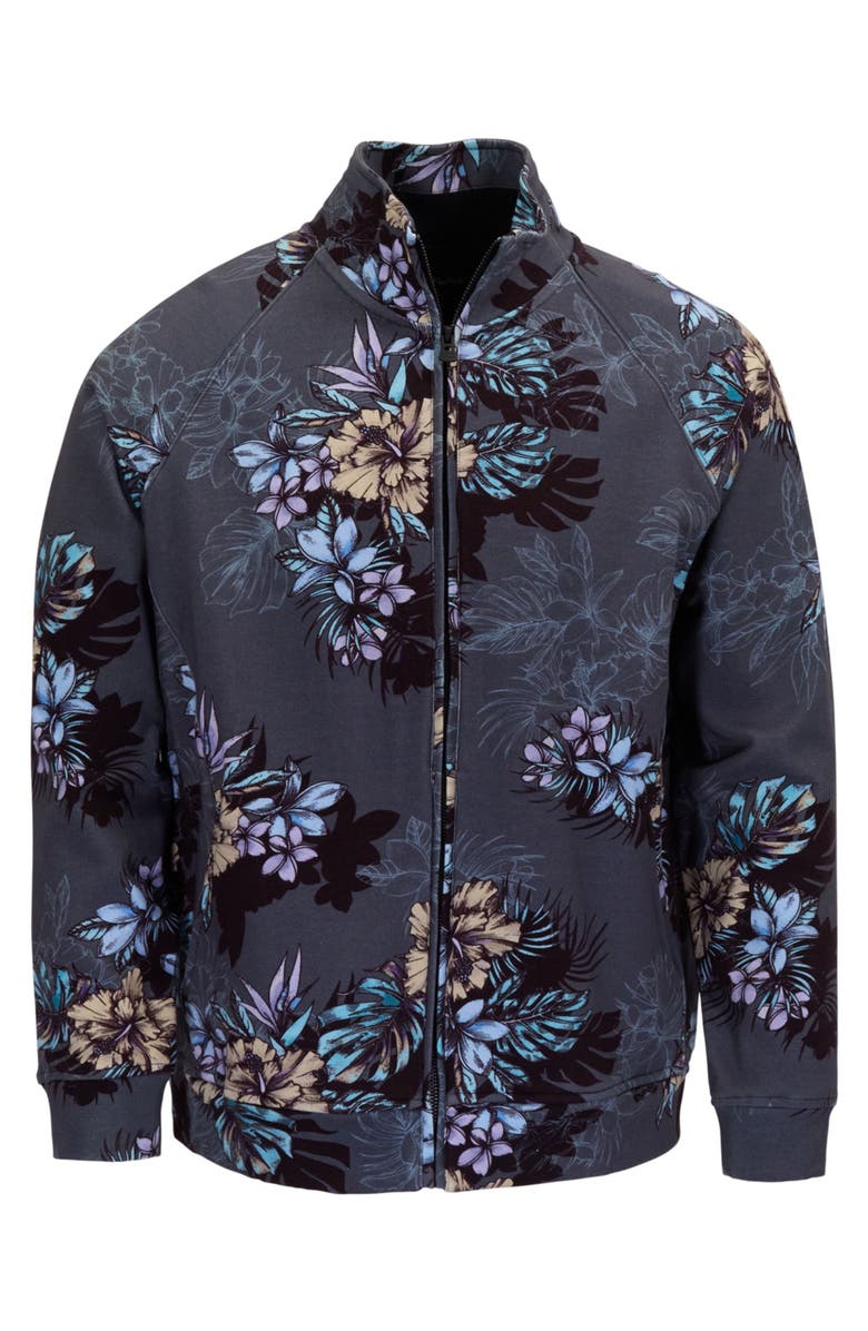 Lords of Harlech Exotic Floral Mens Printed Zip Jacket, Main, color, Exotic Floral Black