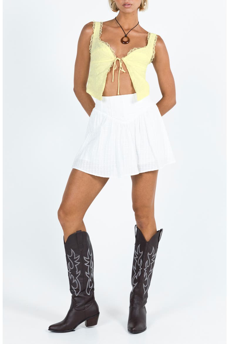 Merrelle Lace Trim Tie Front Tank, Alternate, color, LEMON