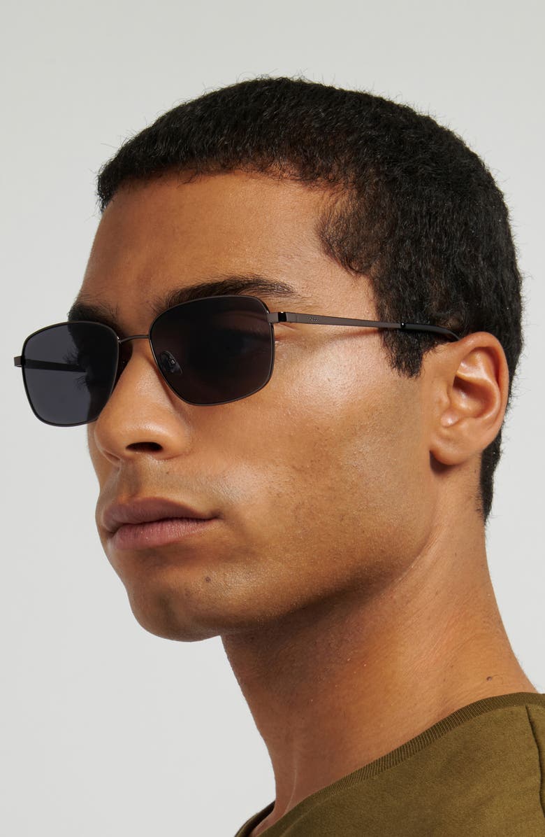 Fossil 58mm Rectangular Sunglasses, Alternate, color, Dark Ruthenium/ Grey