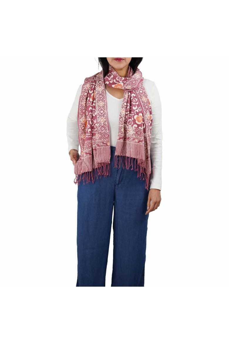 Handmade Batik Scarf, Alternate, color, Plumeria