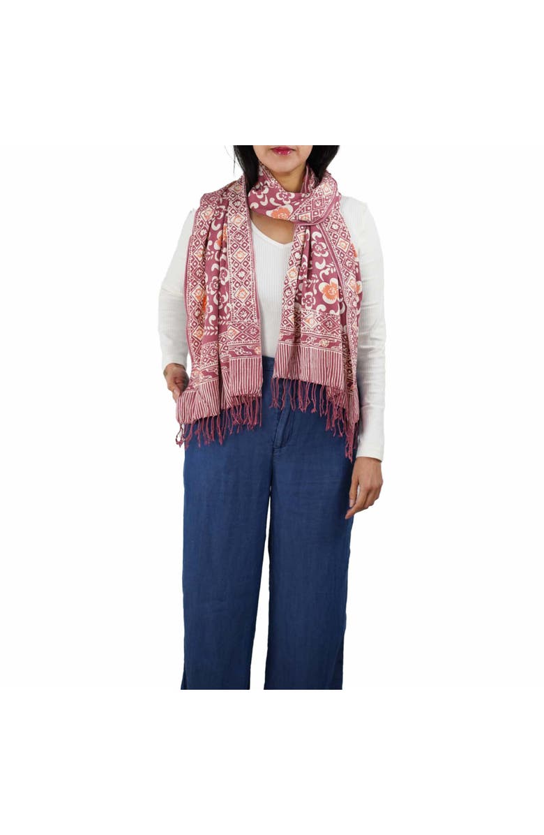 Kasih Co-op Handmade Batik Scarf, Alternate, color, Plumeria