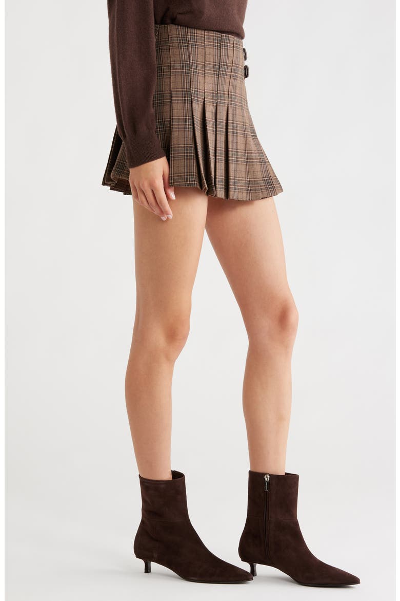 Chantel Plaid Pleated Miniskirt, Alternate, color, BROWN PLAID