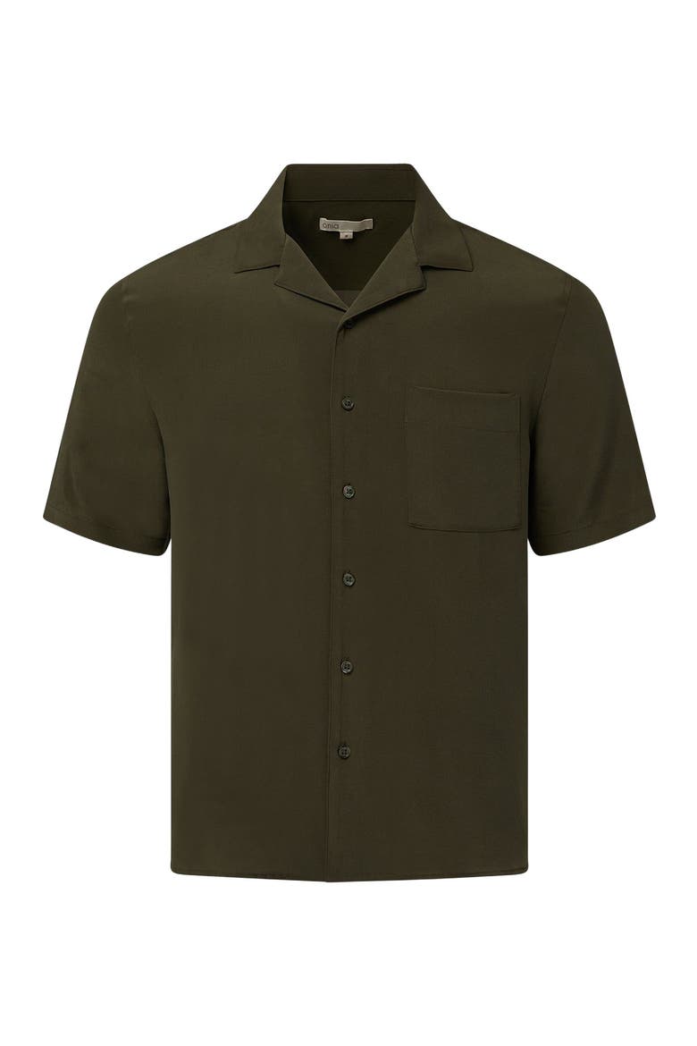 Silk Vacation Short Sleeve Shirt, Alternate, color, Dark Olive