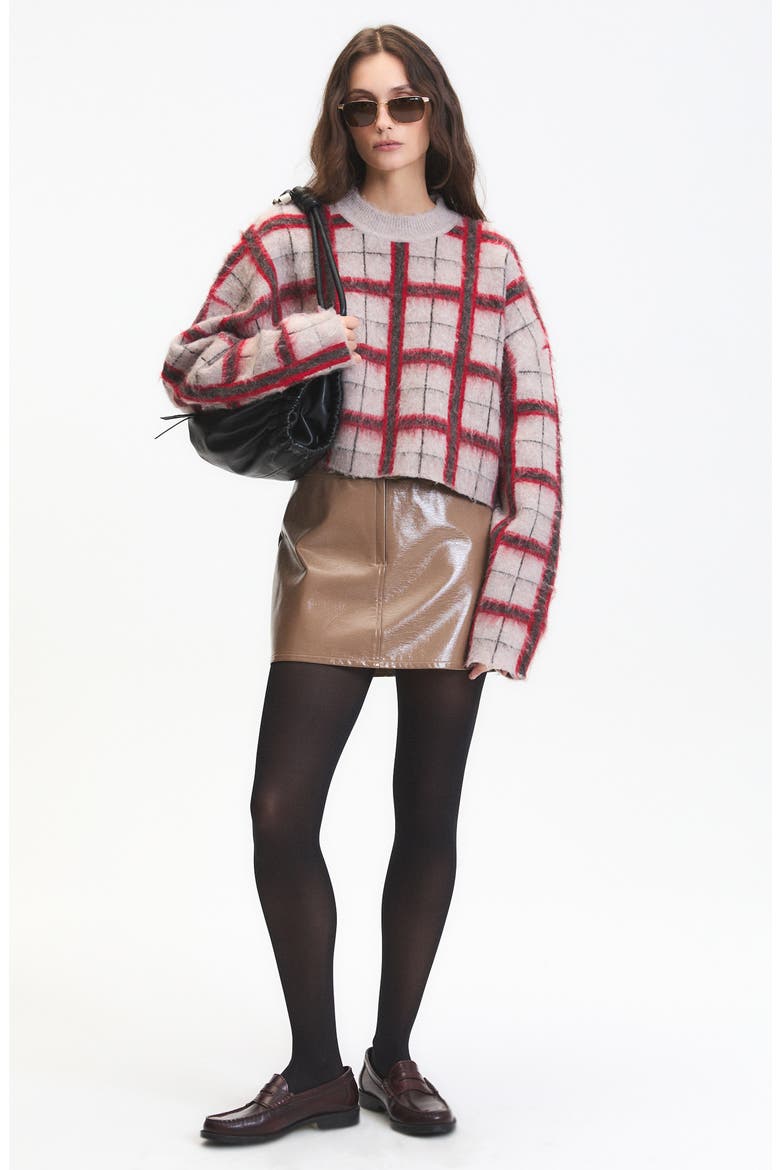 Jacob Plaid Jacquard Mock Neck Sweater, Alternate, color, MINK