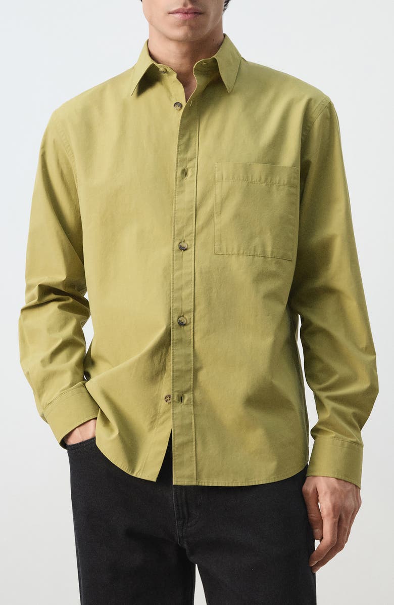 MANGO Relaxed Fit Button-Up Shirt, Main, color, Olive Green