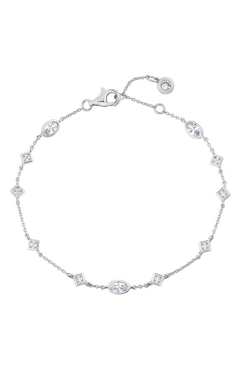 Princess & Oval Crystal Station Bracelet