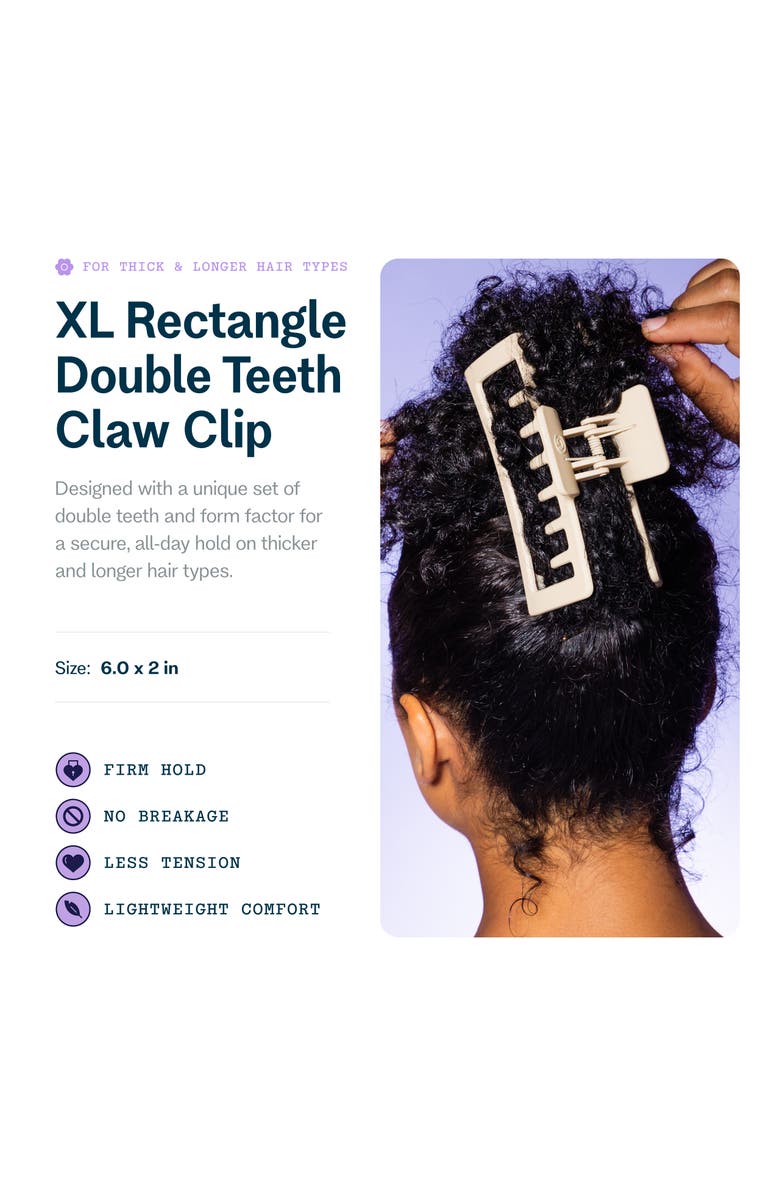 Gimme Beauty Thick Rectangle Double Teeth Claw Clip, Alternate, color, Beige