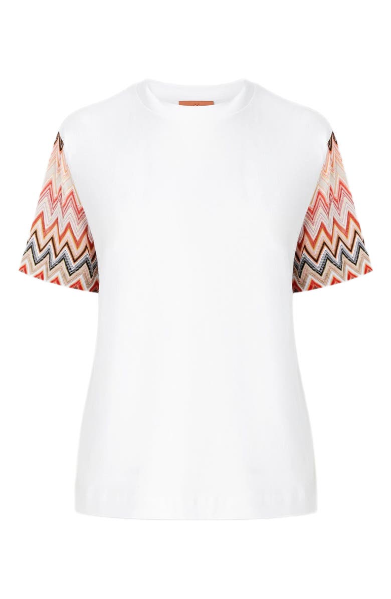 Missoni Crewneck T-shirt With Zig Zag Knit Sleeves, Alternate, color, 