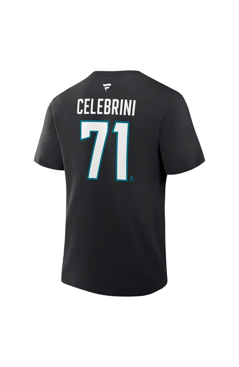 FANATICS Men's Fanatics Macklin Celebrini Black San Jose Sharks Authentic Stack Name & Number T-Shirt, Alternate, color, Black