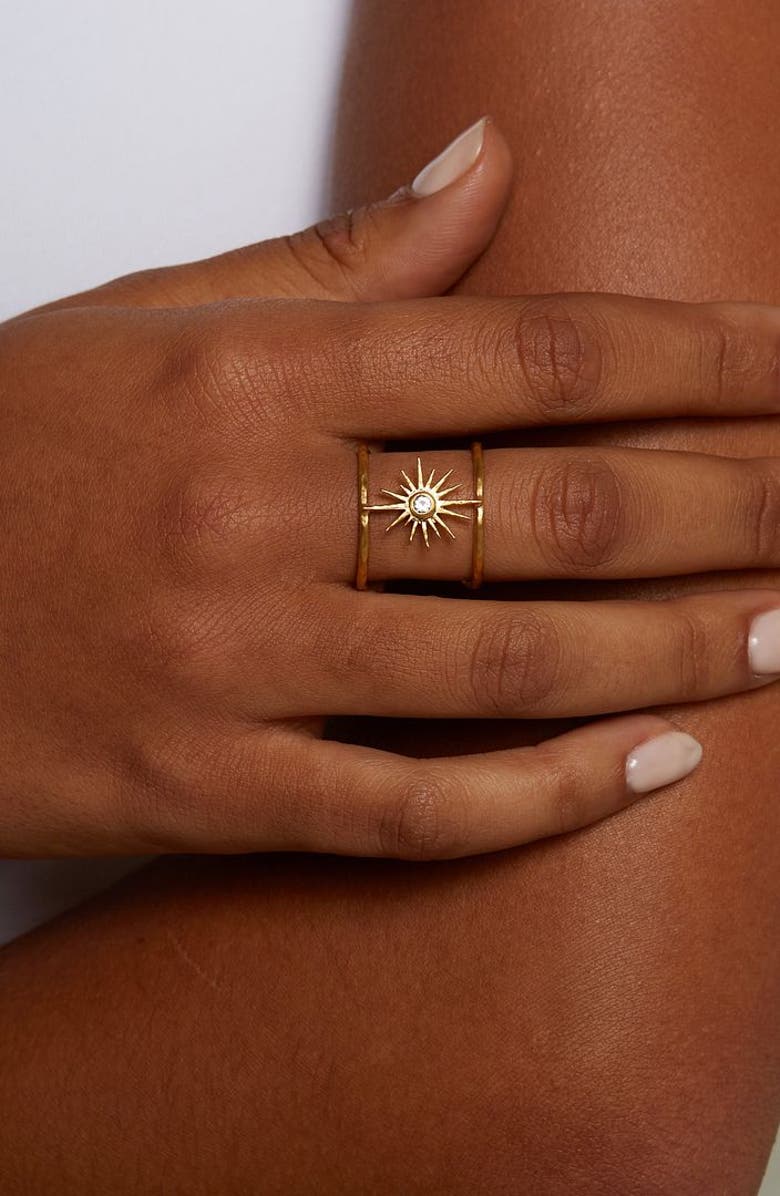 Satya Jewelry Divine Dreams Starburst Adjustable Ring, Alternate, color, Gold