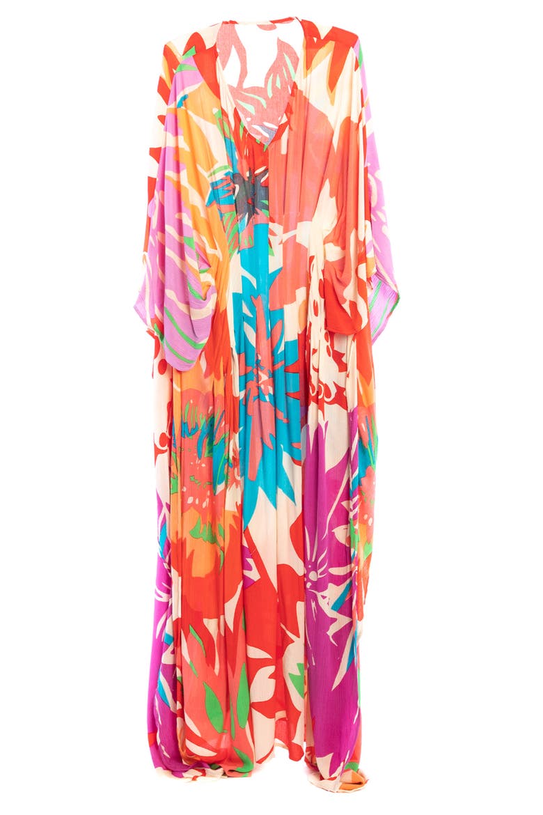 Floral Kaftan, Alternate, color, PINK COMBO